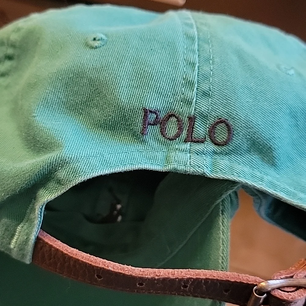 Polo Ralph Lauren baseball cap excellent condition adjustable leatherstrap green - Picture 3 of 3